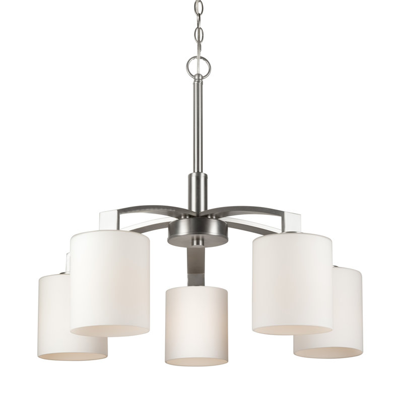 Kinbrae 5 - Light Dimmable Wagon Wheel Chandelier, Brushed Nickel
