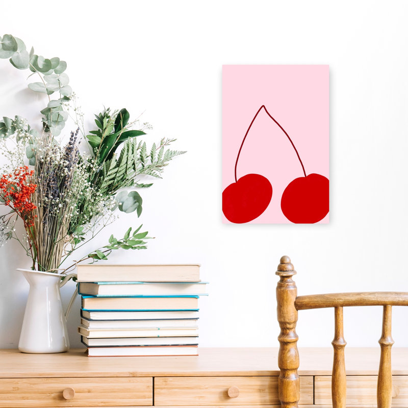 Grandes cerises, art mural nature cerise minimaliste moderne, H 18 po x l 12 po