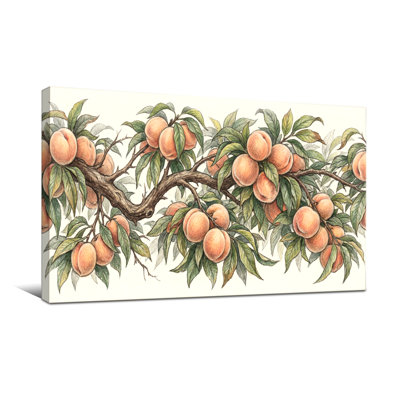 Plants &Flowers Peach Tree Branch With Fruits And Leaves