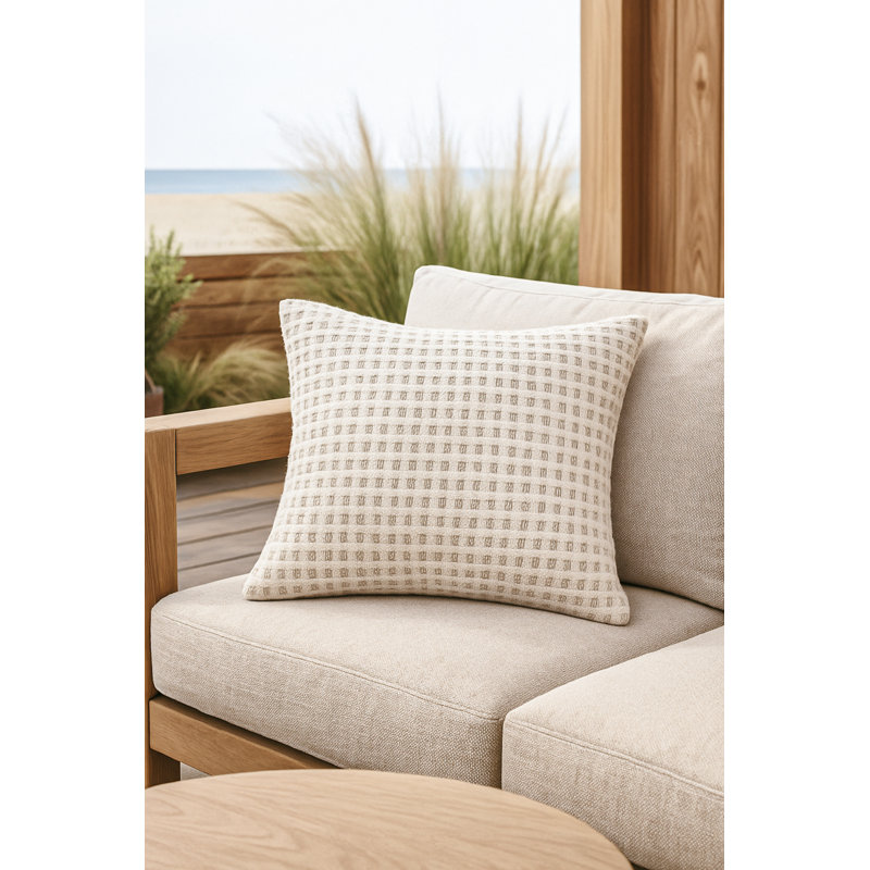 Outdoor Living Geometric Indoor / Outdoor Accent Pillow, Beige, Square 20", Polyester