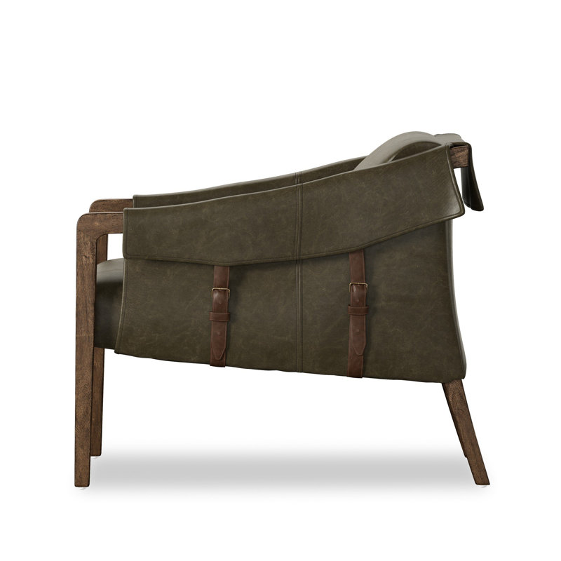Karin 27" Wide Armchair, Dulane Moss Genuine Leather, Brown