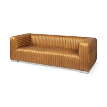 Modern Designed Curvy-Back Support Sumptuous Leather Sofa Set –