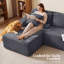 106.3" Wide Plush Corduroy Modular Sectional Sofa with L-Shaped Chaise, Deep Seat Cloud Couch, No Assembly Required, Black-130040008-130040014