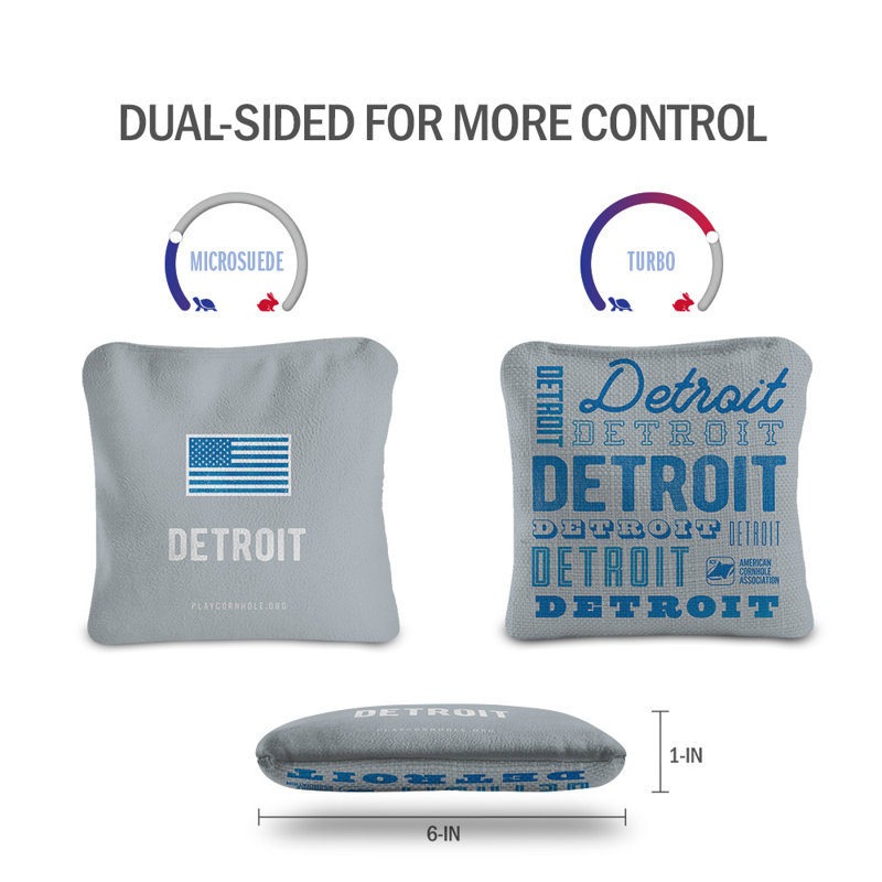 Detroit Football Vintage Gameday Synergy Pro Cornhole Bags, Grey