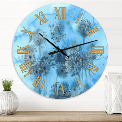 Oversized Dandelion Seeds on Grunge Background I Wall Clock