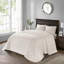 Ensemble de couvre-lit réversible surdimensionné en coton 3 pièces, couleur crème, pour lit double-134219281