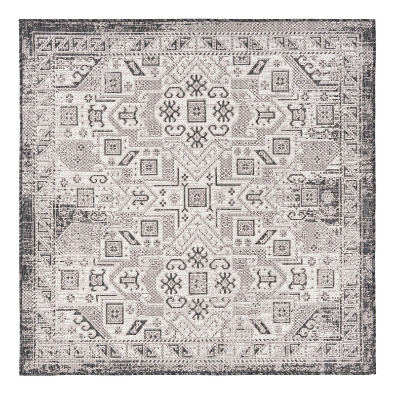 Tapis intérieur / extérieur bleu Alucard Southwestern, Carré 5 pi 3 po