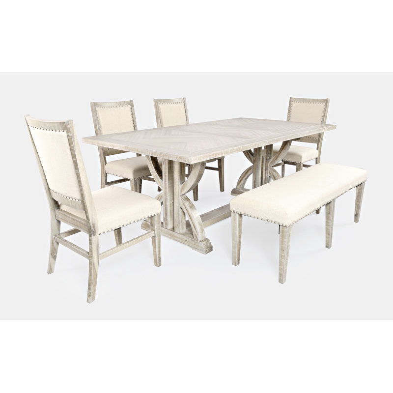 Ensemble de salle à manger en bois massif 6 pièces Millan, Frêne
