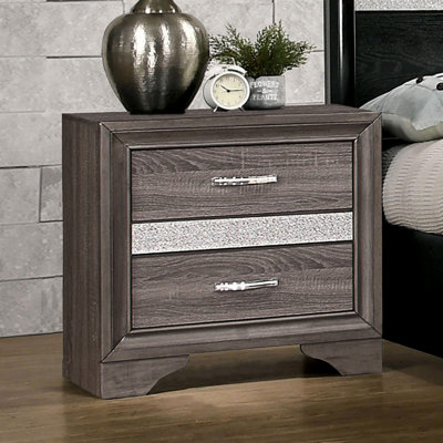 Table de chevet à 3 tiroirs en gris et argent