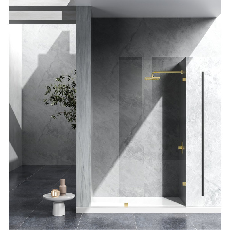 78" H Framed Shower Door, Gold