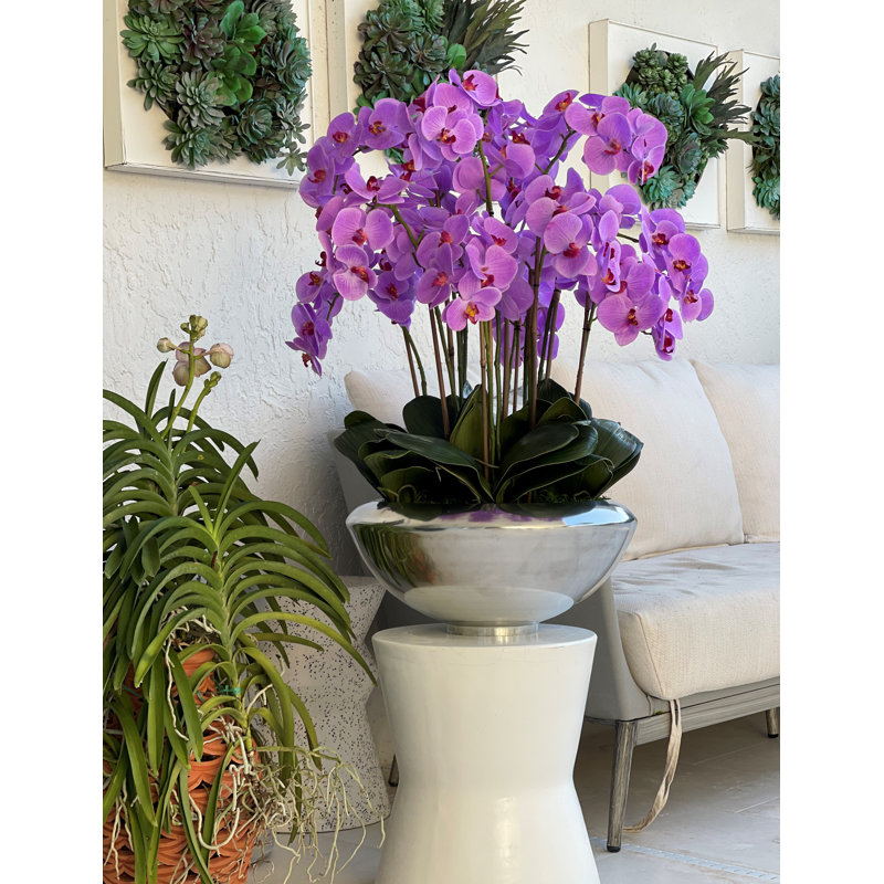 Orchid Floral Arrangement in Planter, Light Purple