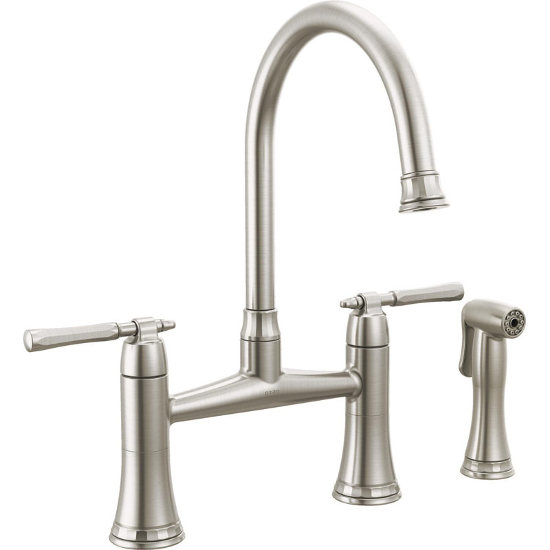 Bridge Kitchen Faucet With Side Spray, Stainless