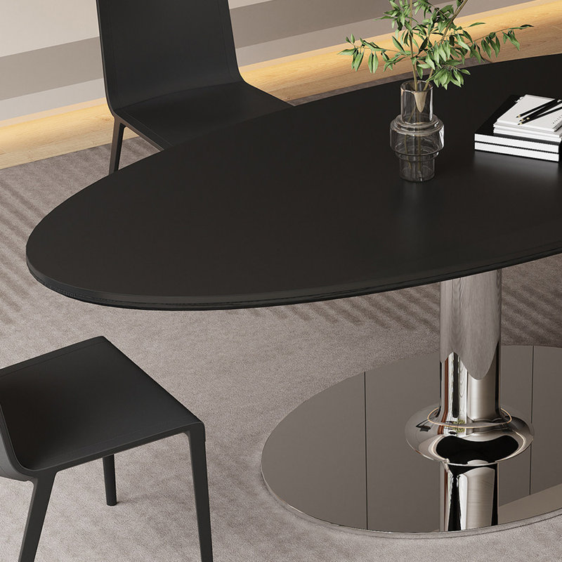 Table de salle à manger Modern, H 29,52 po x L 55,11 po x l 31,49 po, Noir / argenté