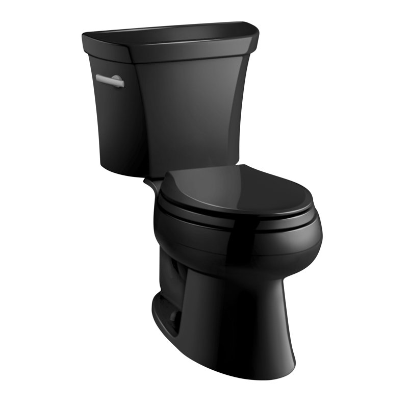 Wellworth 1.28 GPF Water Efficient Elongated Two-Piece Toilet (Seat Not Included), Black