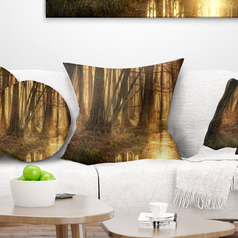 Coussin de photographie matinée dans une forêt dense, 12 po x 20 po, Coussin lombaire