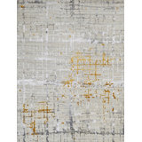 Hand Knotted Abstract Area Rug in Silver/Gray/Sand