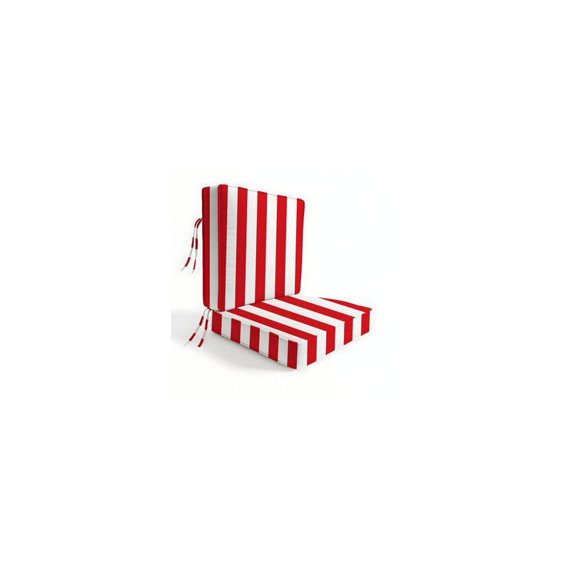 3" Deep Seat Chair Cushion Stripe Border Frame - Water-Resistant, 19" W x 19" D, Light Pink