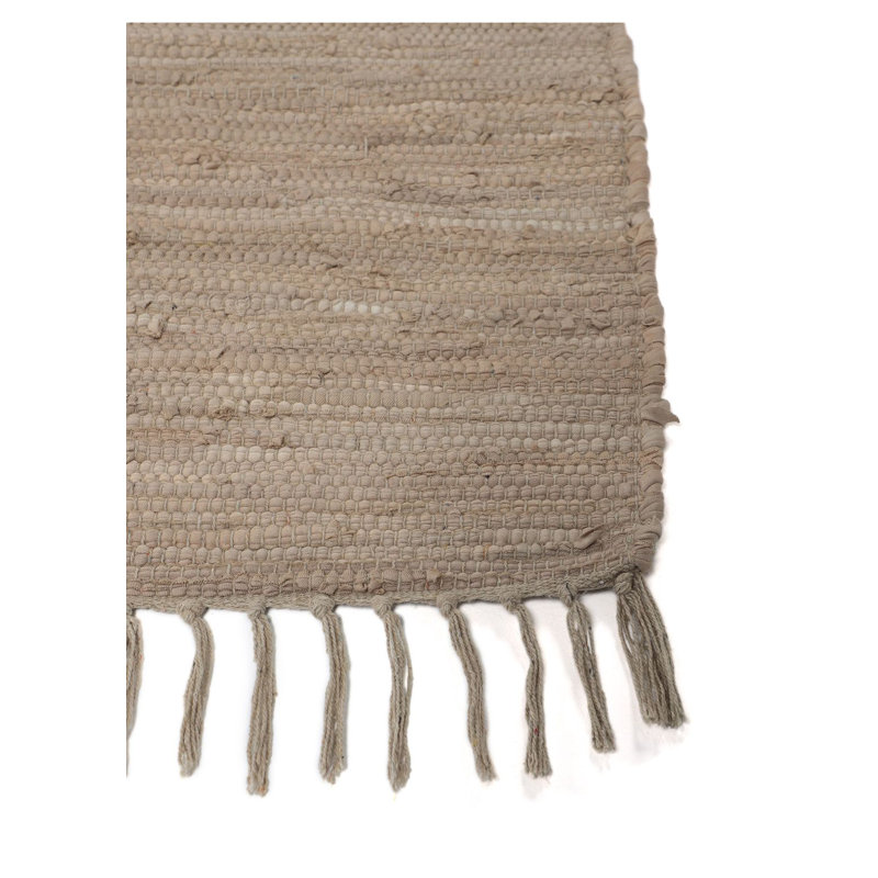 Chindi Uni Solid Colour Hand Crafted Hand Braided Taupe Area Rug, Rectangle 70 x 140cm