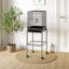 Cage à oiseau en métal, cage à perroquet, volière à oiseaux avec support à roulettes détachable, panier de rangement et accessoires Pawhut