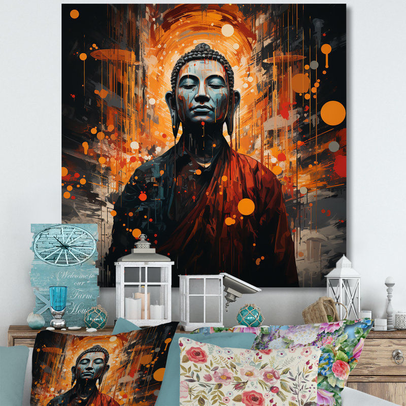 Harmonie de Bouddha Harmony - art mural bouddhisme, Cadre photo noir, 36" H x 36" W