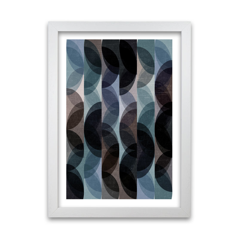Blue Colourful Abstract B - Print, White Frame, 84cm H x 59cm W x 3cm D