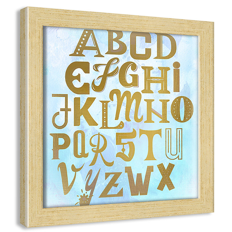 Abc Blue », impression sur papier, Encadré de boîte champagne clair, H 8 po x l 8 po x P 1,18 po