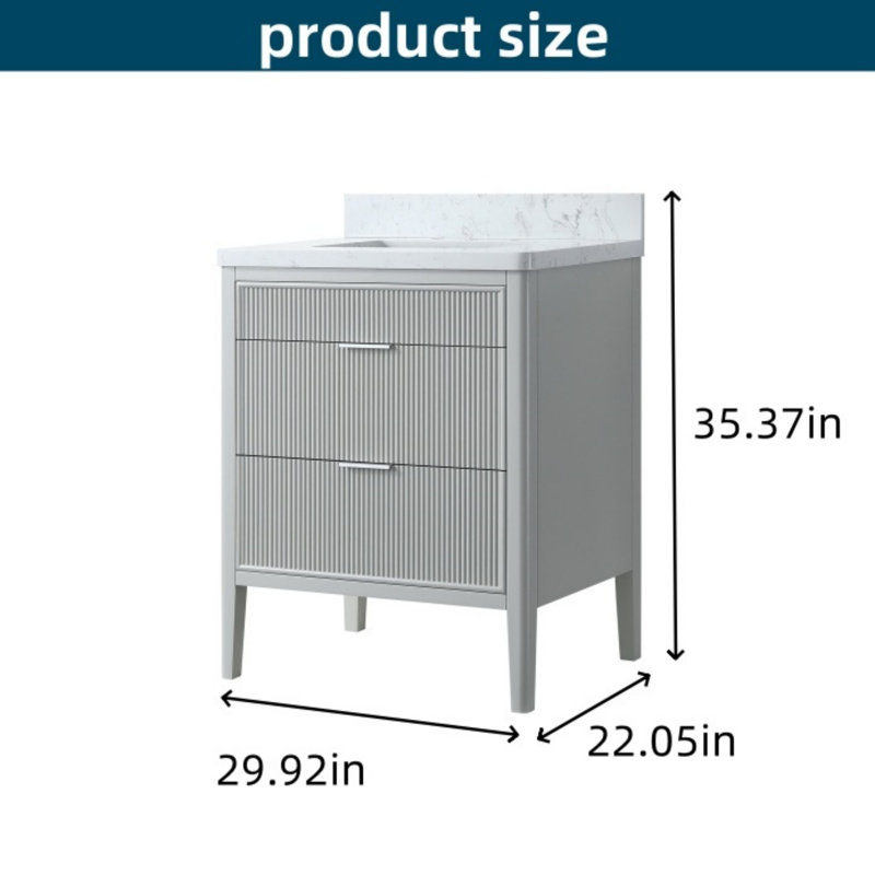 Meuble-lavabo autoportant de luxe moderne | Dessus en marbre d'ingénierie avec ensembles de robinets doubles | Conception linéaire élégante pour des espaces de salle de bain multifonctionnels
