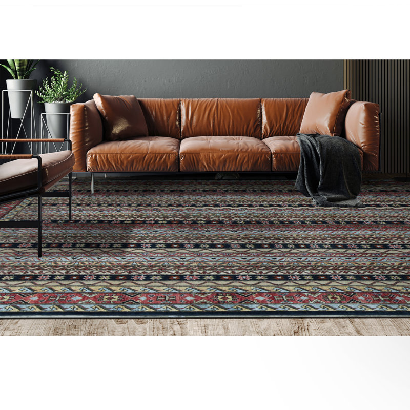 Aryana Wool Plaid Area Rug in Multicolor, Rectangle 6'7" x 9'7"