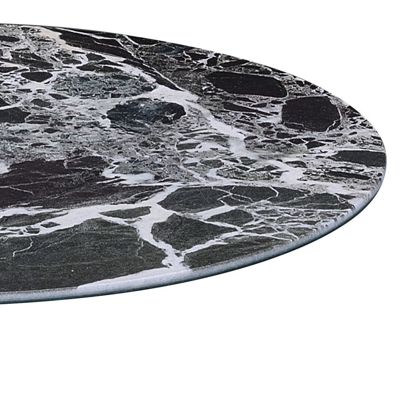 Compact 17.5" End Table With A Black Marble Textured Appearance Top And Stronghold Steel Construction