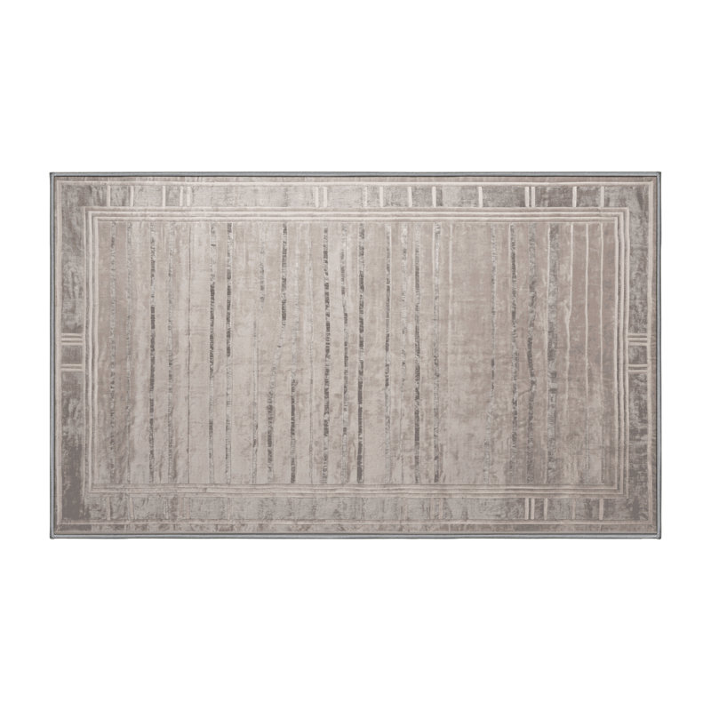 Machine Washable Gray Area Rug, Rectangle 3' x 5'