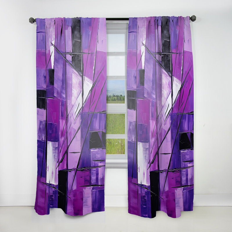 Ekon Tachisme Purple Cubism Brush I - Tachisme Curtain - Velvet Room Darkening - 1 panel, 52" W x 63" L