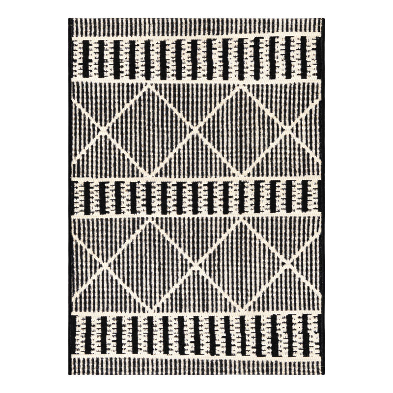 Black Dalyan Indoor/Outdoor Trellis Rug, Rectangle 2' x 3'
