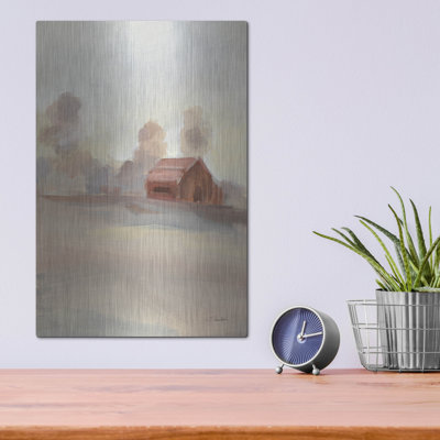 Luxe Metal Art 'Monochromatic Farm View 2'  by Silvia Vassileva Metal Wall Art, 12" x 16"