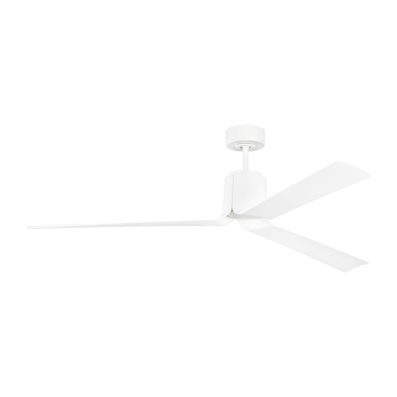 Tennant Indoor Ceiling Fan with Threaded Downrod, Matte White ABS blades and Handheld Remote, Matte White/Matte White