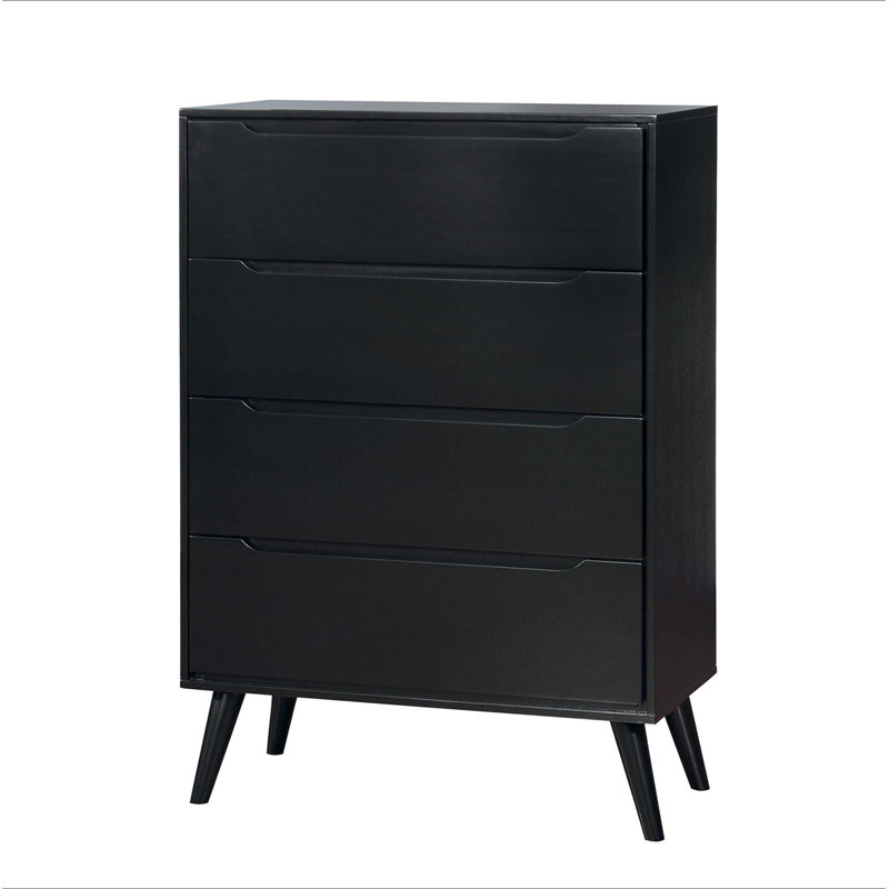 Commode moderne Mid-Century avec 4 tiroirs et poignées encastrées