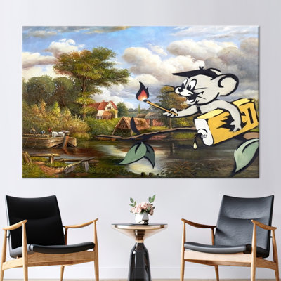 Corrupted Oil Jerry Graffiti 3D Canvas Wall Art - Unique Banksy Inspired Gift