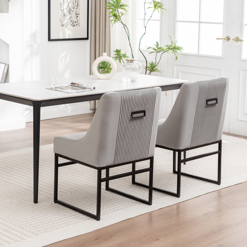 Kataleah Tufted Velvet Side Dining, Gray