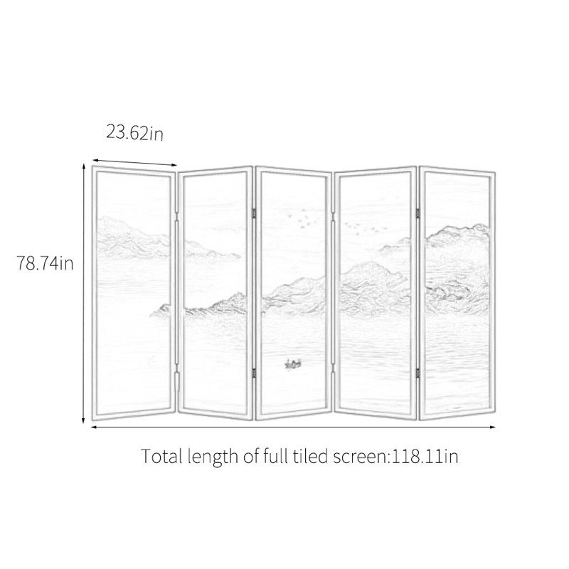 Jinshan Foldable Screen, 78.74" H x 118.11" W x 1.18" D