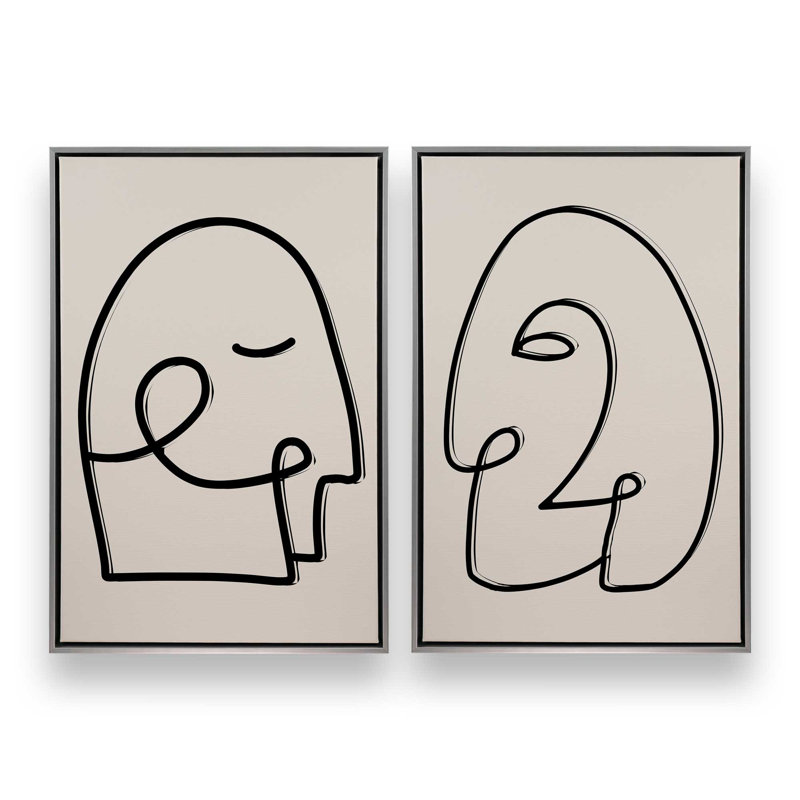 «Mindful Gaze», 2 pièces sur toile, Cadre en chrome poli, H 30,75 po x l 20,75 po x P 1,75 po