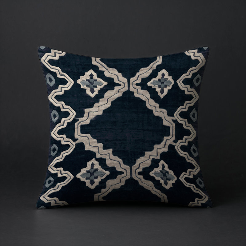 Coussin décoratif intérieur et extérieur Modern, Carré 20 po, Gris géométrique 55