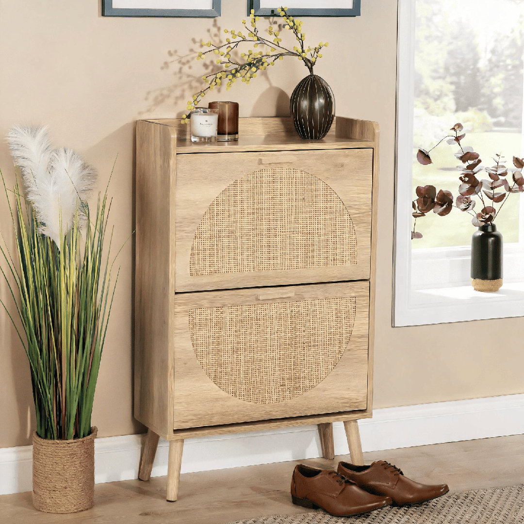Anelise 2 Door Rattan Shoe Storage Cabinet