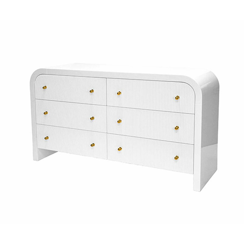 Buffet 6 tiroirs 62 po Valentina, Laque blanche