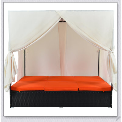 Outdoor Patio Wicker Sunbed Daybed with Adjustable Seats and Comfortable Cushions, Perfect for Relaxation and Entertaining