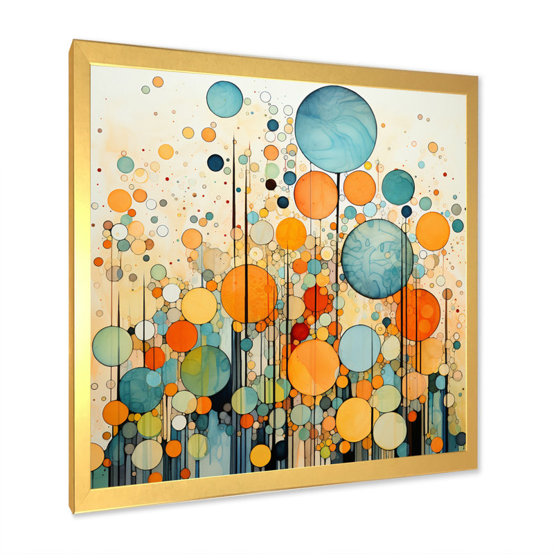 Retro Remix IV - Abstract Collages Canvas Wall Art, Encadrement doré, H 36 po x l 36 po x P 1,5 po