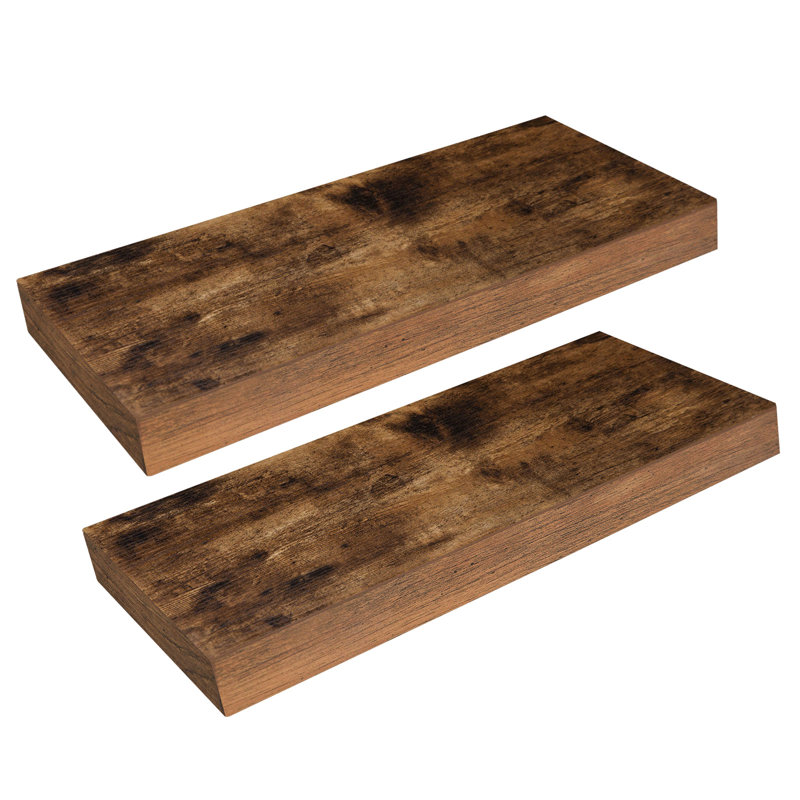 Kayleah 2 Piece Floating Shelf, 1.5" H x 15.7" W x 7.9" D, Rustic Brown