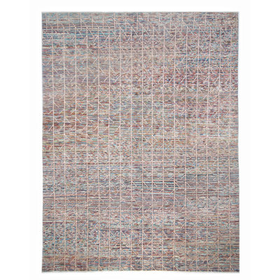 High-Quality Hand-Knotted Navy And Red Area Rug