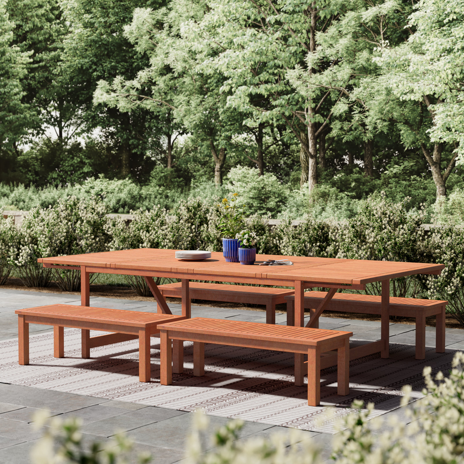 Anautica 118'' Rectangular 8 - Person Outdoor Dining Set