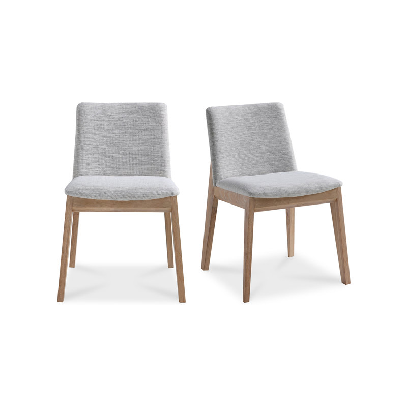 Chaise rembourrée en bois massif Anrey, Gris, Naturel