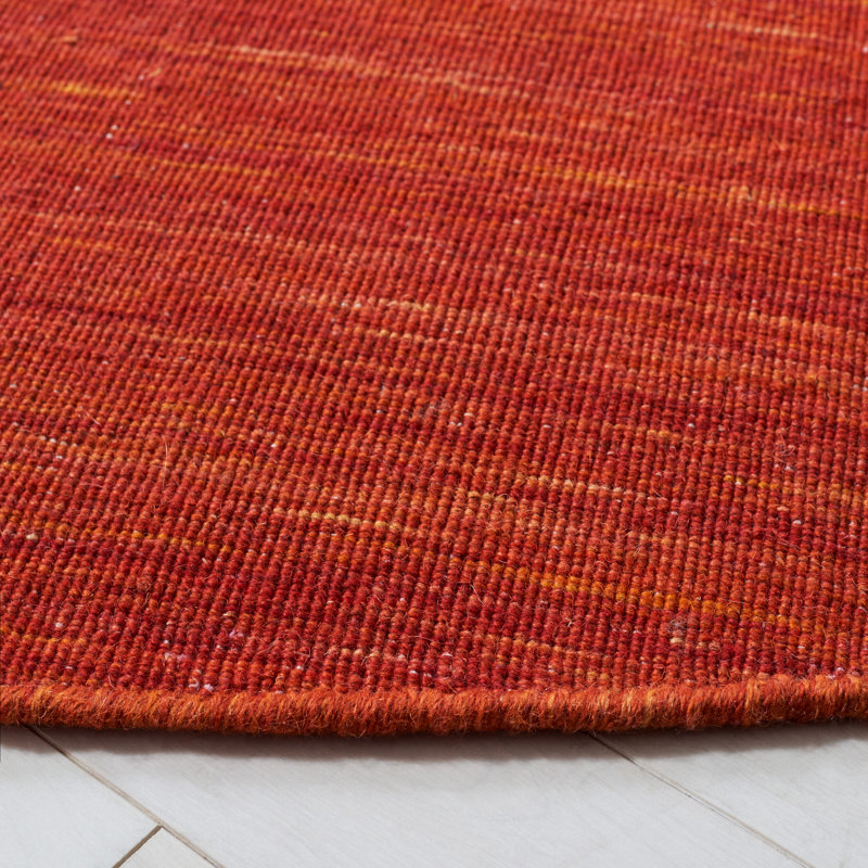 Kilim Hand Loomed Wool/Cotton Rug in Red/Rust, Round 6'