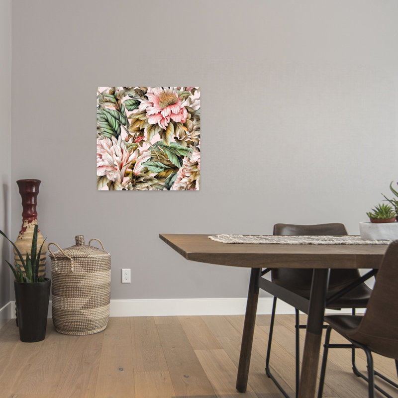 Art contemporain, art abstrait fleur naturelle, H 24 po x l 24 po